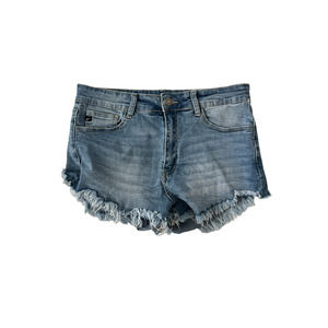 KANCAN High Rise Cut-Off Blue Denim Jean Shorts Raw Hem Women's Size 29